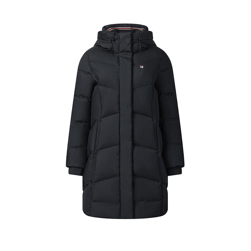 Fila Heritage Casual Outdoor Warm Lightweight Padded Mid-Length Hooded Jacket Women Jacket Legendary-Blue F11W548913FNV