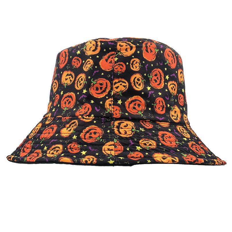 New Halloween printed bucket hat pumpkin lantern personality casual ghost basin hat sun hat funny trend hat
