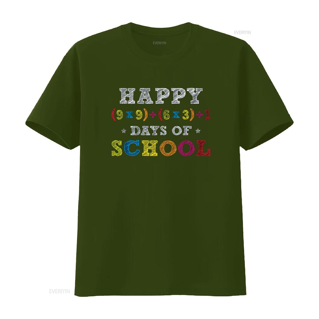 Math Formula 100 Days Of School T Shirt Kid Boys Girls Teacher vintage Washed Breathable Unisex Top For Everyday Wear