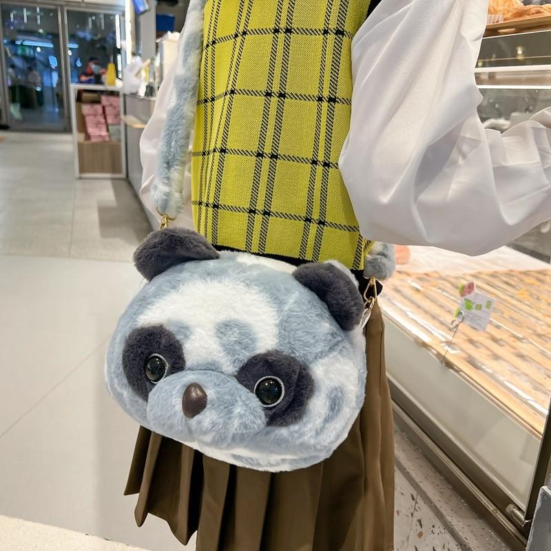 Cute Panda Plush Shoulder Bag With Zipper Closure For Daily Use