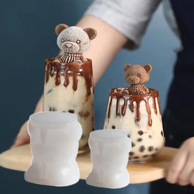 3D Bär Eiswürfelform Würfel Silikon Bär Eiszerkleinerer Eiscreme Kaffee Zubereitungswerkzeuge Kaltgetränk DIY Eiscremeformen