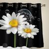 Cortina para Quarto Cozinha Flor Margarida Branca Gotas de Água Janela Cortinas Pretas Cortinas para Sala de Estar Itens Decorativos cortinas