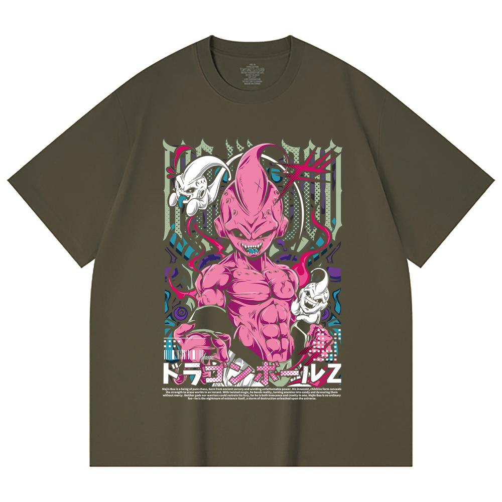 230 Gsm 100% Cotton Dragon Ball V67 Majin Buu Print Unisex Heavy Cotton T Shirt