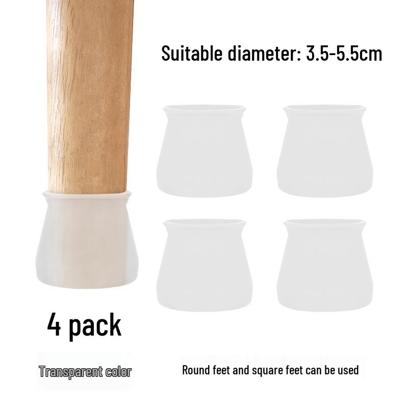 Silicone Non-Slip Chair Leg Covers, Silent Wear-Resistant Pads for Table and Stool Legs, Square-Shaped Protection Set