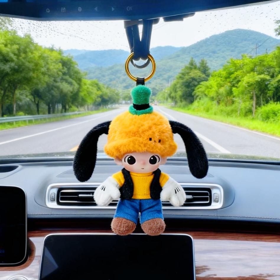 Car plush ornament LABUBU DIMOO WORLD Series Vinyl Face Original Blind Box Toys Action Anime Figure Doll  Christmas Gift  Air outlet ornament