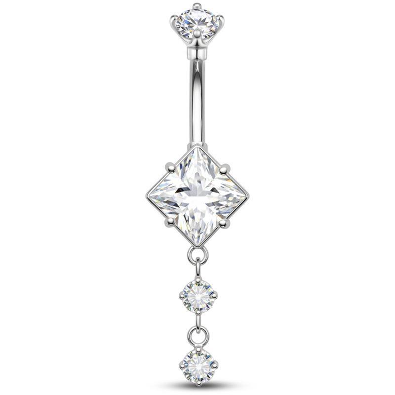Curved Navel Rings Crystals Sexy Body Belly Button Ring Chains Flower Heart Belly Piercing Umbigo Stainless Steel Jewelry
