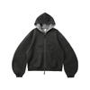 Mens Boxy Zip Hoodie American Colorblock Short Fit Casual Fall Sweatshirt