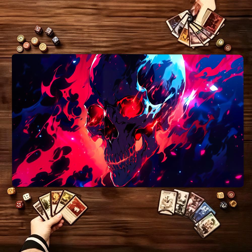 Cosmic Skull Skeleton Extended Game Mat NonSlip Rubber Base Stitched Edges Large Desktop Play Mat For Tabletop Card Gaming