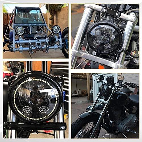 CHELHEAD 5.75 Inch LED Headlight Case for Harley Motorcycles Round Black Housing Kit with Fixing Brackets Silver Waterproof Earthquake Resistant