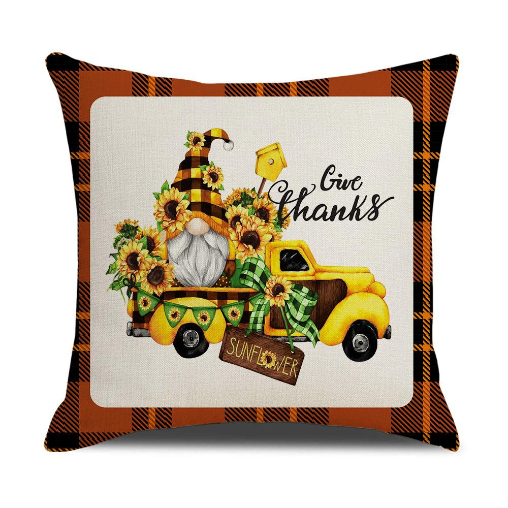 Autumn Harvest Pumpkin Print Pillow Cover Sofa Office Linen Cushion Cover Home Furnishings