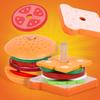 Wooden Play Food Set: French Fries, Hamburger, Bread & Pizza for Kids' Educational Role Play