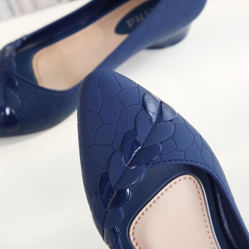 Women's Summer Low-Cut Pointed Toe Jelly Wedge Sandals with Non-slip Soft Mid-Heel Sole