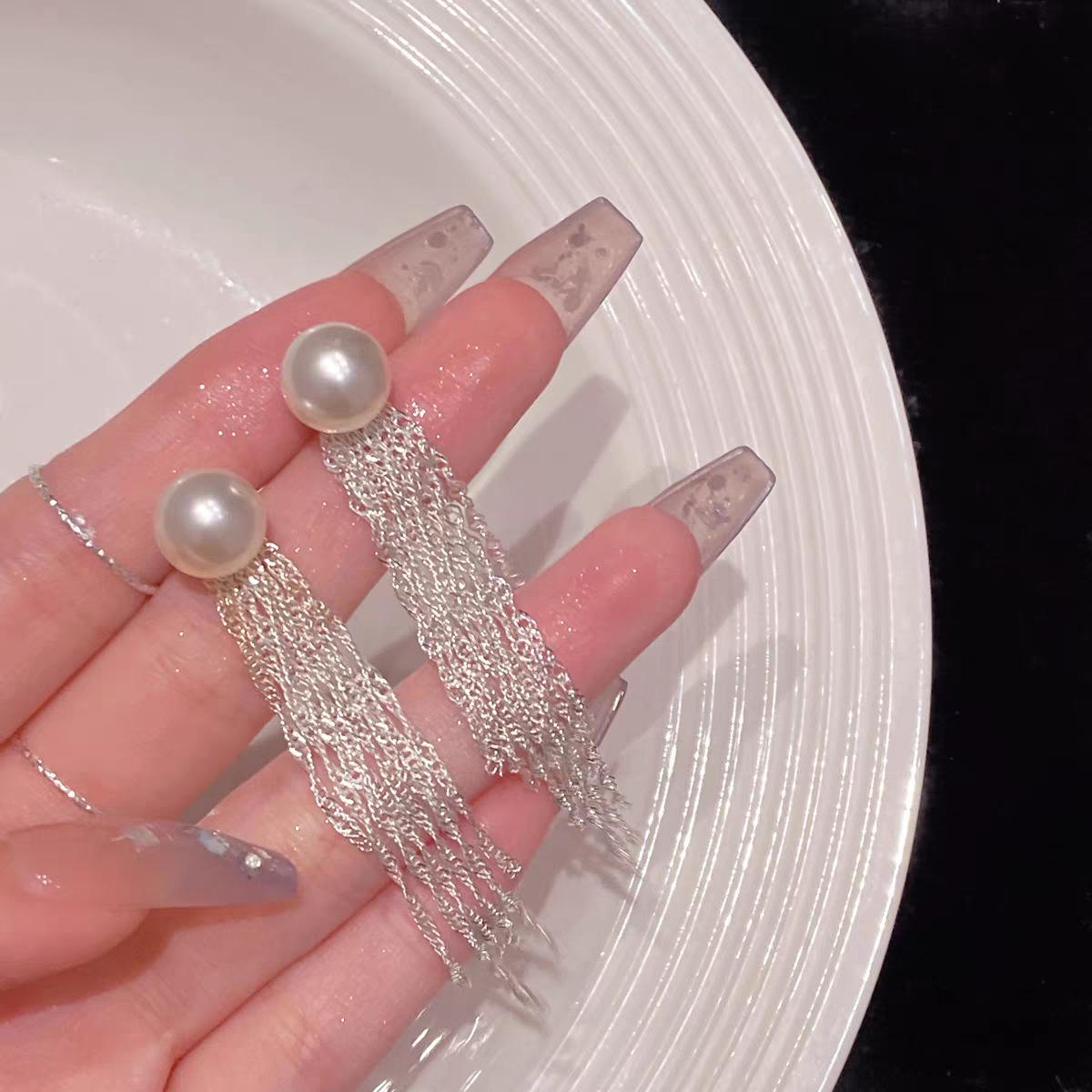 Элегантные длинные серьги с жемчужной кисточкой 2025 года в французском стиле - Дизайн, визуально сужающий лицо