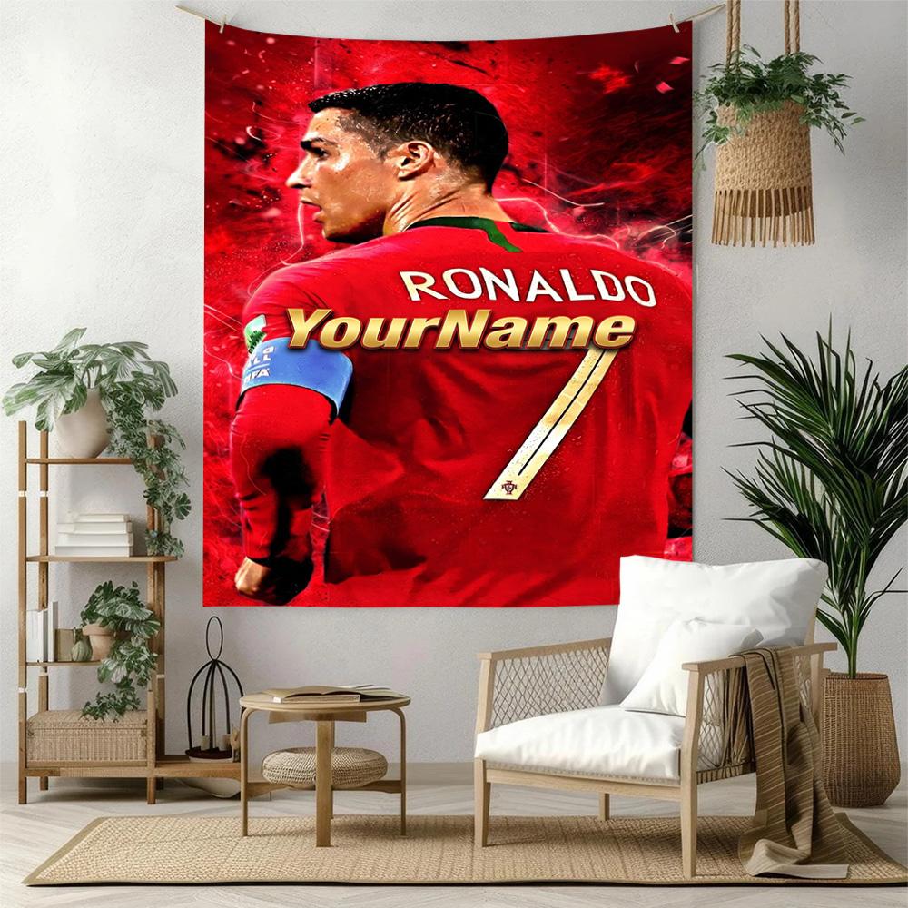 Cristiano Ronaldo Custom Jouw Naam Muurdecoratie Wandkleed Kunst Voor Huisdier Herdenking Verjaardag Bruiloft Feest Achtergrond Familiecadeau