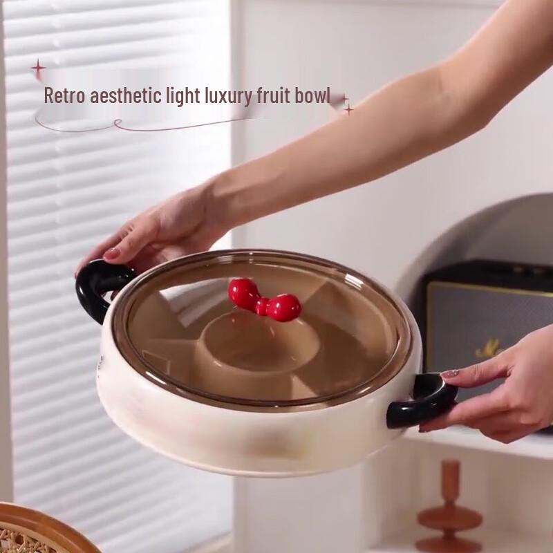 HUIHUADU Round Four-Grid Snack Serving Platter