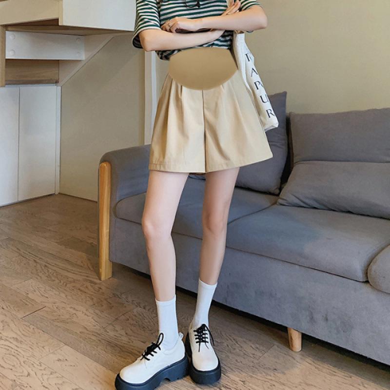 

Khaki Maternity Shorts: Adjustable, Wide-Leg, 5-Point Capris for Outdoor Summer Wear, Non-Constrictive Belly Support. 2XL [140-155 lbs] хакі
