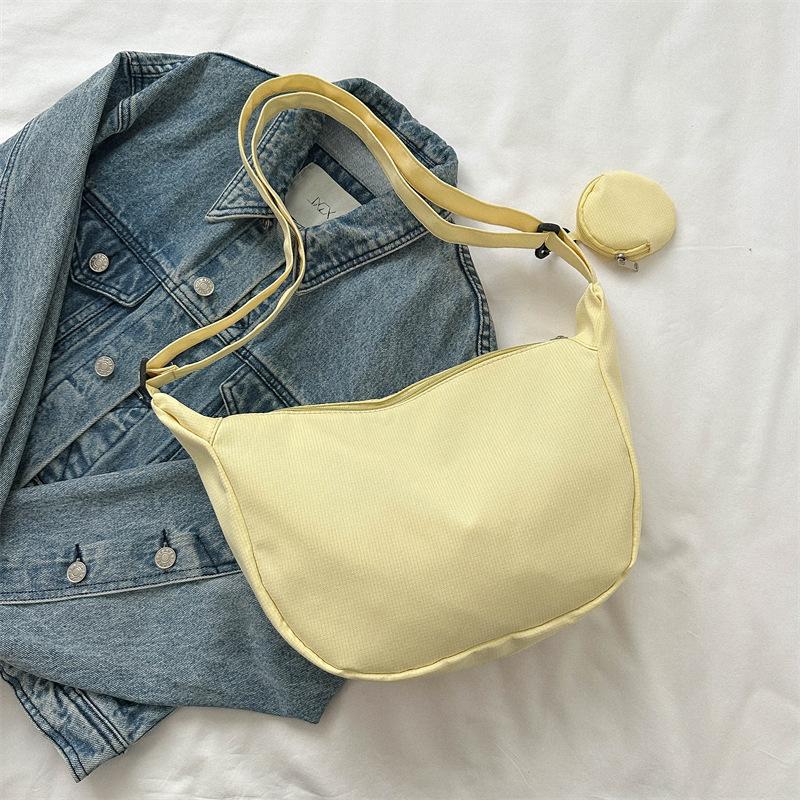 Nylon Clutch Bag for Women Fashion Solid Color Shoulder Crossbody Purse Trendy Daily Casual Handbag KTB