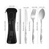 5 Stück Edelstahl Camping Besteck Tragbares Set Steakbesteck Outdoor Besteck Camping Gabel Löffel Messer Haushaltsgebrauch DCS003