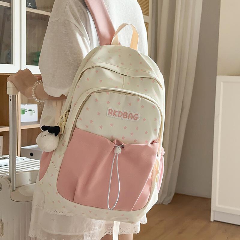 Schoolbag new high-value fresh and sweet girls schoolbag large-capacity commuting versatile backpack eye-catching fashion backpack