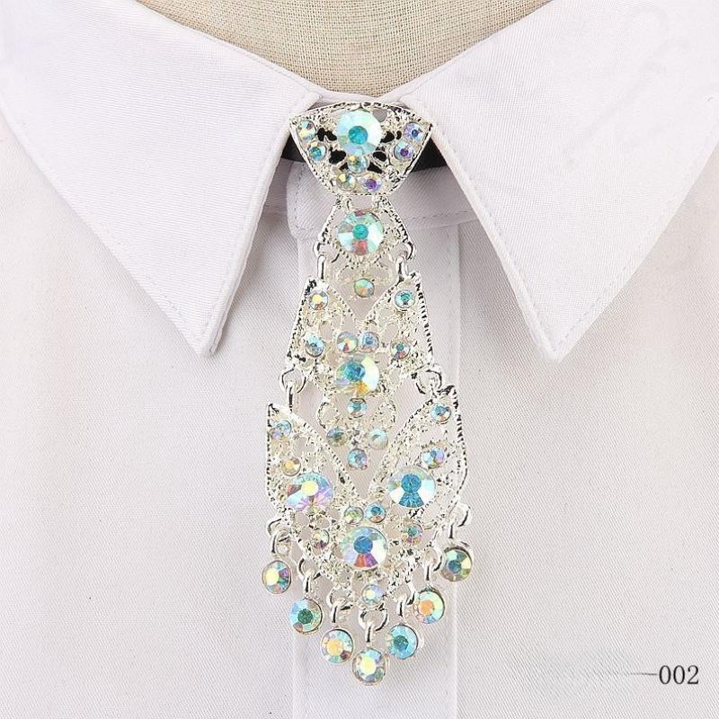 Modny i wyjątkowy, unisexowy, mały krawat w stylu francuskim, wysadzany kryształkami