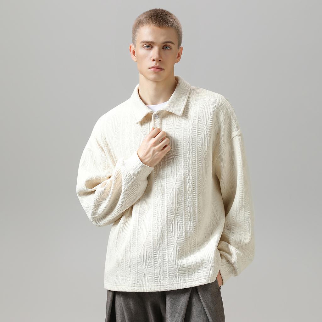 Men's Knit Polo Long Sleeve Sweaters Collared Polo Sweater Casual Dress Pullover Golf Sweaters Knitted Polos V Neck Button Pullover Sweaters for Men