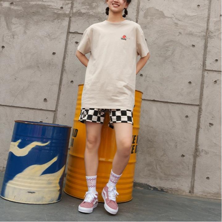 Vans Vegetable And Fruit Print Round Neck Pullover Short Sleeve T-Shirt Women Tops Oatmeal VN0008XY2N1