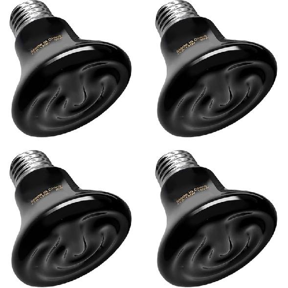 BNOSDM Reptile 75W Ceramic Heat Emitter,4 Pack Reptile Heat Lamp Bulbs,Non Light Emitting,Brooder Coop Heater Lamp Bulb for Amphibian Reptile Lizard