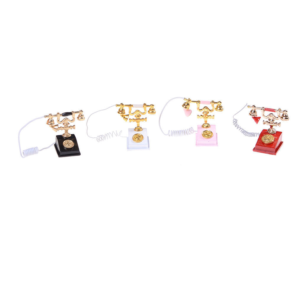1/12 Doll House Furniture Miniature Retro Phone Vintage Telephone For Gift Wholesale