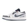 Air Jordan 1 Leather Slip Resistant Abrasion Resistant Low Top Vintage Basketball Shoes Men's Gray White 553558-414(Team520-)