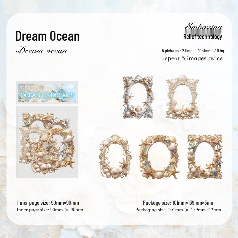 MòMò Collage Cards: White Gold Retro Hollow Embossed Border for DIY Journals