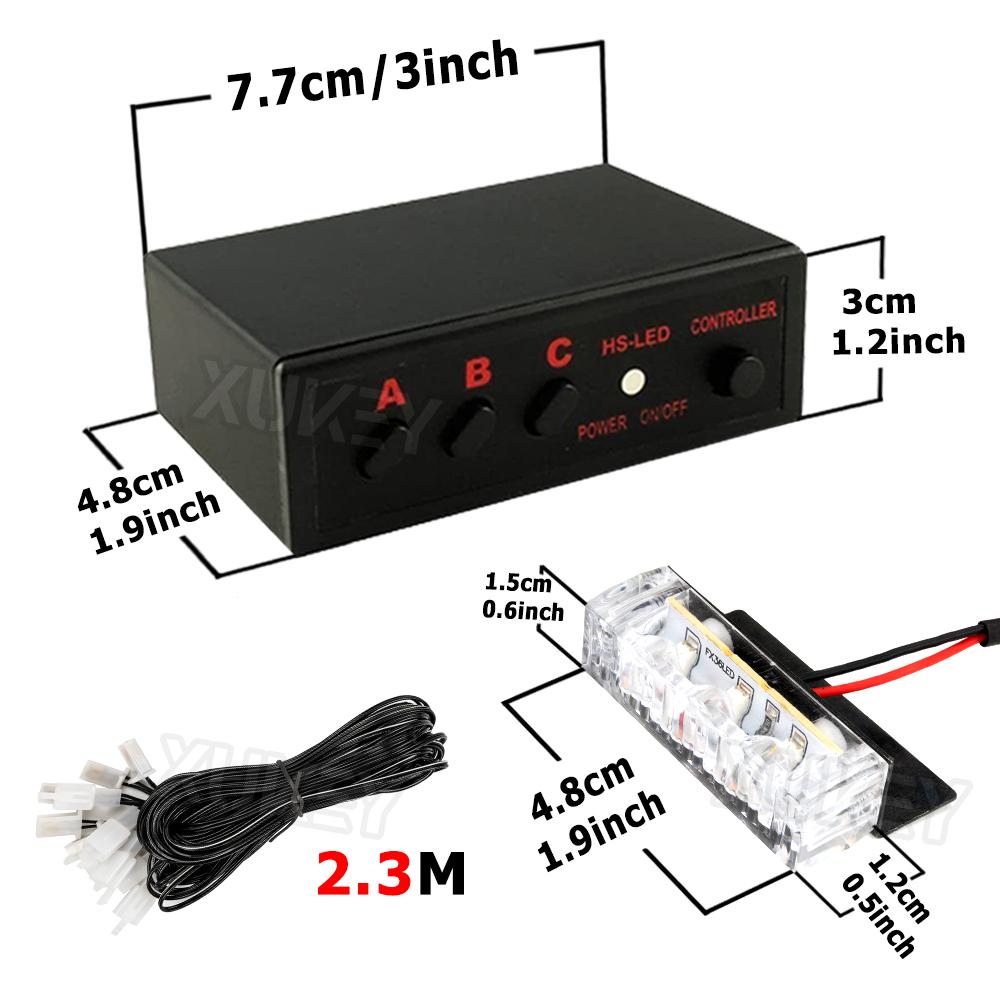 Strobe Warning Light Amber 6x3LED Side Flashing Beacon Emergency Hazard Marker Grille Lamp Bar Truck Trailer Pickup SUV DRL 12V