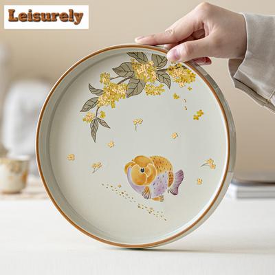 Plant Ash Gold Osmanthus Fish Tea Tray Cake Rack Coffee Storage Board Organizers Desk Dishes For Serving Cafes Supplies Craft