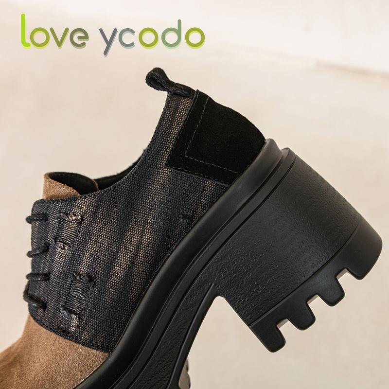 Love Ycodo Women's Fashion Casual Leather Shoes Super Thick Sole Waterproof Table Simple Comfortable Spring Summer Autumn Girl Fashion Casual Shoes
