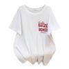 Women's Plus Size Loose-Fit Mid-Length Short-Sleeved Round Neck T-Shirt (660)