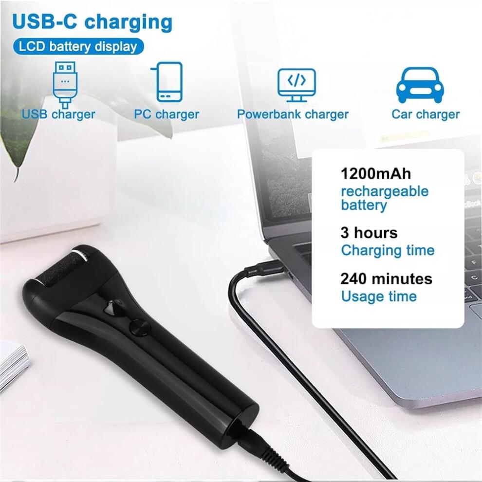 Waterproof IPX7 Electric Foot File with 3 Roller Heads – Rechargeable Pedicure Set for Spa-Quality Callus Removal