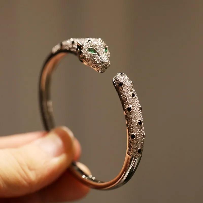 New Inlaid Bracelet, New Leopard Head and Purple Leopard Open Bracelet, Fashionable