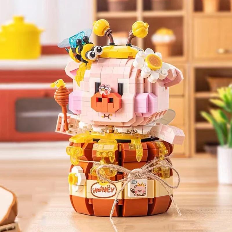 Mini Building Blocks Cute Piggy Set DIY Creative Animal Model Assembled Ornaments Toys and Gifts for Adults and Children