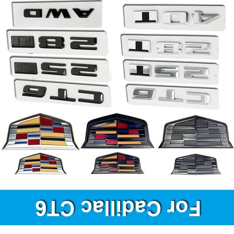 ABS Samochód Grill Przedni Emblemat Pokrywa Bagażnika Tylnego Odznaka dla Cadillac CT6 25T 28T 40T AWD Auto Naklejka na Tylny Bagażnik Akcesoria