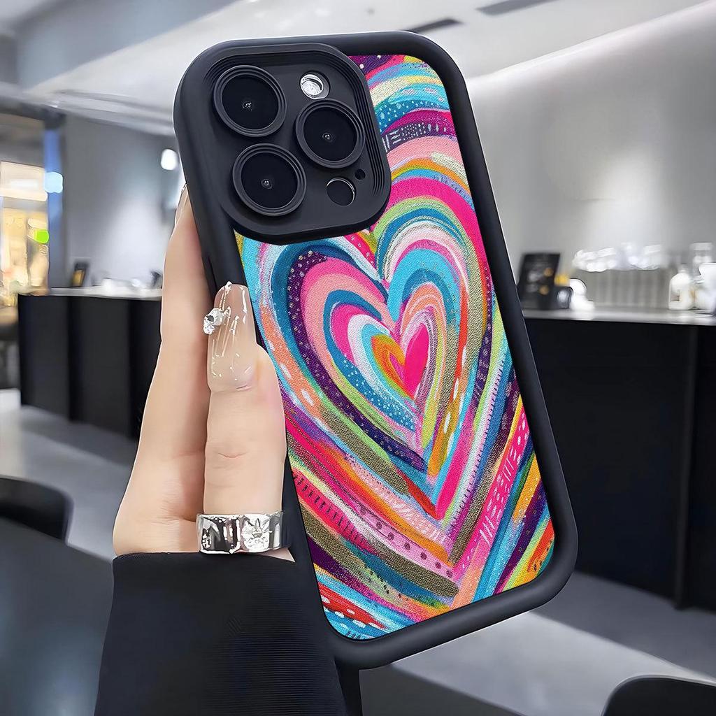 Rainbow Heart Groove Style iPhone Pro Max Case for 14/15/16/17
