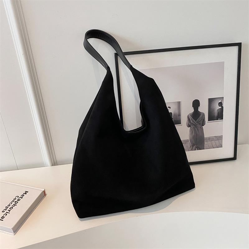 Women's Vintage Shoulder Bag Deer Skin Suede Handbags Large Capacity Solid Color Simple Casual Commuter Bag Retro Tote Bag Armpit Bag