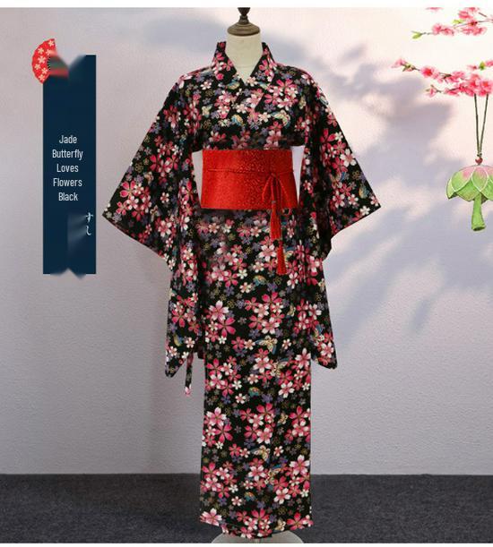 Japanese Wafu Hot Stamped Cotton Kimono for Girls - Bathrobe, Cosplay, Stage, or DIY Props