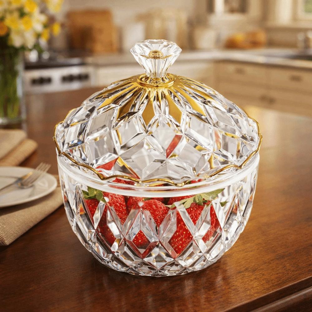 Elegant Style Transparent Candy Jar Moisture-Proof with Lid Crystal Snack Jar Sugar Bowl Dust-Proof Spice Organizer