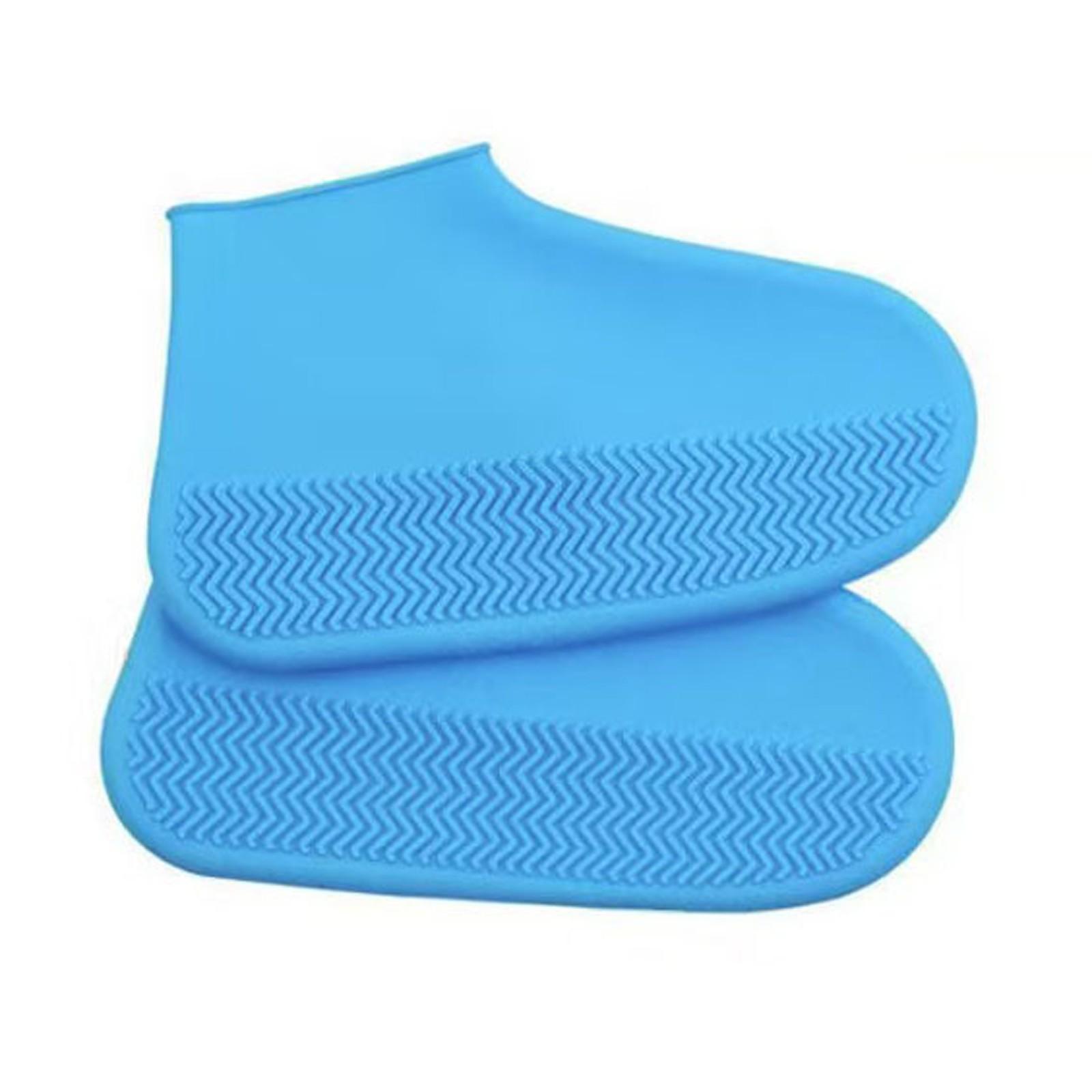 

1 пара водонепроницаемых чехлов для обуви для мужчин, женщин и детей, многоразовые бахилы, противоскользящие силиконовые непромокаемые складные портативные чехлы для велосипедной уличной обуви S синий