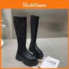 Stilvolle Damen Langstiefel bis zum Knie mit dicker Sohle und schlankmachendem Design für die Herbst-Winter-Mode