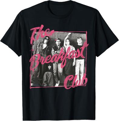 Frühstücksclub Rosa Text Gruppenfoto T-Shirt Klein