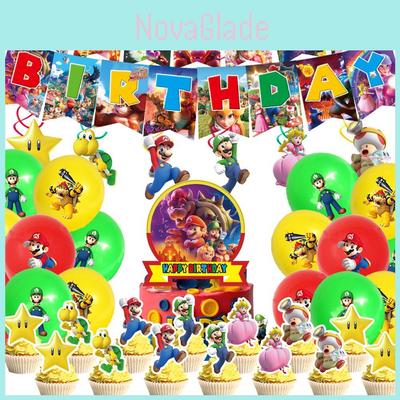 Mario Movie Kids Birthday Party Decoration Banner Tableware Supplies