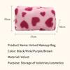 Cute Sweet Heart Pattern Plush Pencil Case Girly Women Large Capacity Cosmetic Bag Travel Portable Storage Bags Organizer Gifts