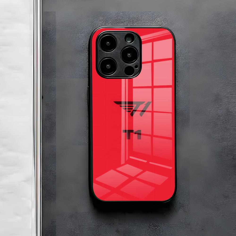 

T-T1 Cool SKT Phone Case For IPhone 17 Air 16 E Pro Max 15 14 13 Mini 12 Pro 11 Max Plus Black Glass Cover iPhone 14ProMax