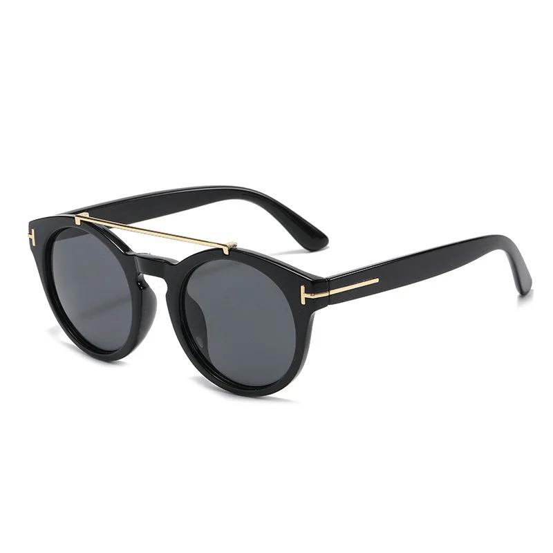 Retro Round Sunglasses Women UV400 Vintage Rice Nails Double Beam Design Anti Glare Driving Shades for Lady