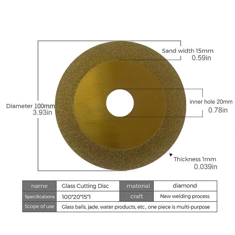 

Диск для резки стекла 100 мм Алмазный режущий диск для мрамора Пильный диск для керамической плитки Нефритовый специальный режущий диск Прямая поставка золотой